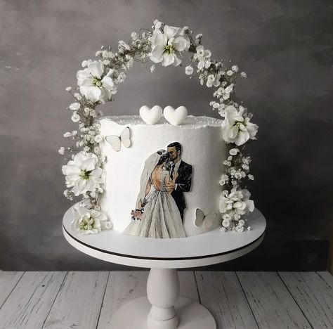 Engagement Cake Images, Wedding Cake Designs Simple, Wedding Cake Favors, Wedding Cake Simple Elegant, 25 Anniversary Cake, Anniversary Cake Designs, Reception Cake, Birthday Cake Decorating Ideas, Wedding Anniversary Cakes