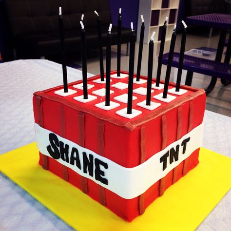 TNT Minecraft Cake. Dynamite!! Dynamite Cake, Bro Birthday, Tnt Minecraft, Minecraft Cake, Minecraft Birthday, Boys Birthday, Boy Birthday Party, Boy Birthday Parties, Boy Party