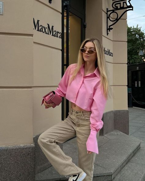 Pink Longsleeves Outfit, Liza Rudkevich, Longsleeves Outfit, Outfits Fresas, Todays Outfit, Street Style Inspiration, Cute Simple Outfits, Girly Fashion, Girly Outfits