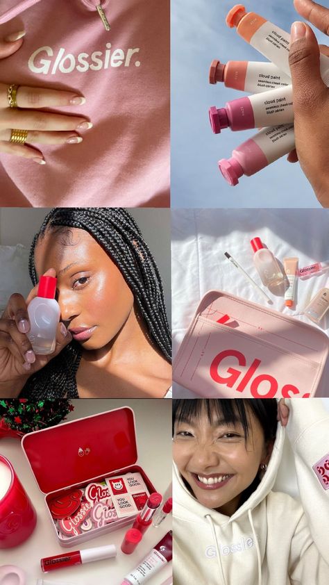 #glossier #cleangirl #wallpaper Glossier Wallpaper, Glossier Campaign, Glossier Branding, Glossier Aesthetic, Glossy Makeup, Aesthetic Wallpapers, Branding, Graphic Design, Makeup