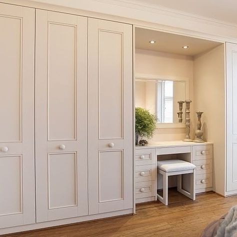 Built In Vanity In Bedroom, Handmade Closet, Bedroom Built Ins, Bedroom Built In Wardrobe, Closet Design Layout, Build A Closet, Bedroom Closet Design, Wardrobe Design Bedroom, House Furniture Design