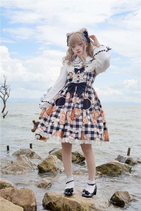 red panda picnic lolita fashion jsk dress Red Panda Oc, Panda Outfit, Red Panda, Lolita Fashion, Dress Up, Red, Clothes