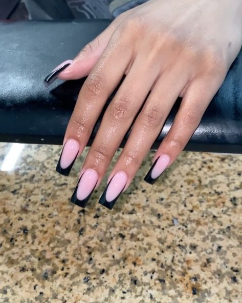 Black frenchies😍 if viewing follow @nailedbythetruth Press the link in my bio or “book now” to book your appointment☺️! (Follow… | Instagram Black Frenchies, Nail Files, Follow Instagram, Book Your Appointment, Nail File, Nails, Black, Instagram