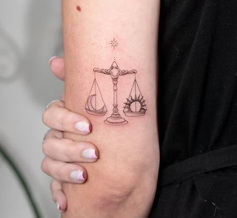 Lawyer Tattoo, Tattoo Balance, Constellation Balance, Libra Scale Tattoo, Libra Sign Tattoos, Libra Zodiac Tattoos, Justice Tattoo, Balance Tattoo, Libra Tattoo