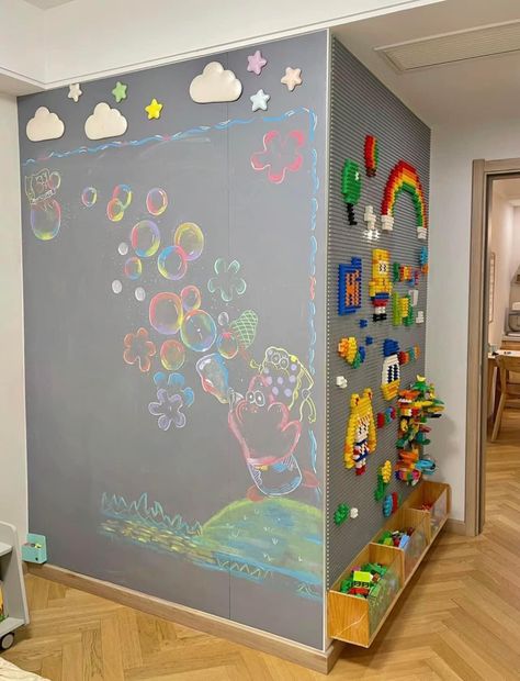 Lego Room Ideas Playrooms, Under The Stairs Playroom, Lego Playroom, Bright Playroom, Simple Playroom, Kids Playroom Ideas Basement, Toddler Play Area, Cool Bedrooms For Boys, Lego Bedroom