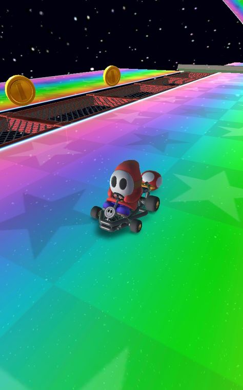 Shy Guy Aesthetic Mario, Rainbow Road Mario Kart Wallpaper, Shyguy Mario Art, Mario Kart Wallpaper Aesthetic, Mario Cart Wallpapers, Mario Kart Background, N64 Wallpaper, Shy Guy Wallpaper, Video Game Wallpaper Iphone