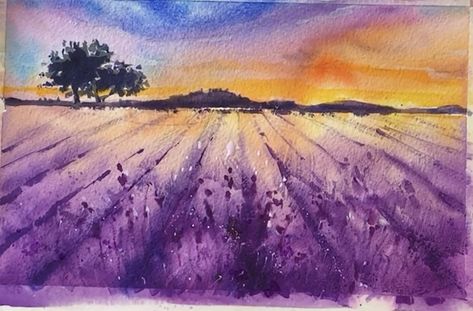 Watercolor Art Landscape, Watercolor Sky, Watercolor Paintings For Beginners, Watercolor Sunset, Painting Art Lesson, Butterfly Painting, Daily Painting, Pastel Painting, Diy Art Painting