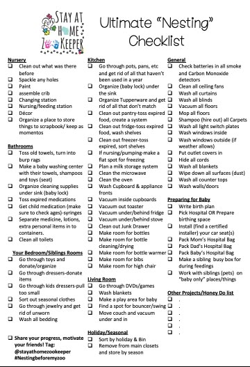 Ultimate Nesting Checklist – Stay At Home Zoo Keeper Nesting Checklist, Pregnancy Checklist, Zoo Keeper, Baby Checklist, Baby Life Hacks, Getting Ready For Baby, Baby Planning, Baby Prep, Preparing For Baby