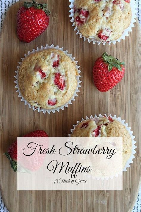 These fresh strawberry muffins are a family favorite.  They are so simple to make and something everyone will enjoy. #muffins #strawberry Fresh Strawberry Muffins, Chia Egg, Morning Glory Muffins, Strawberry Muffins, Muffin Man, Freshly Picked, Fresh Strawberries, Strawberry Recipes, Fresh Strawberry