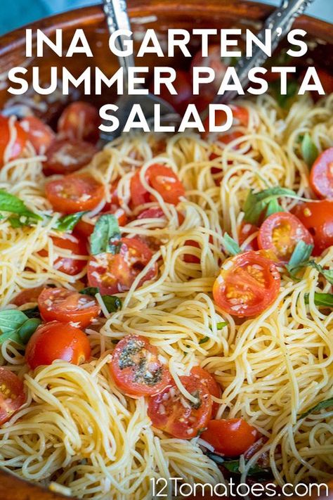 Pasta With Tomatoes, Summer Pasta Dishes, Ina Garten Recipes, Food Ideas Summer, Cold Pasta, Summer Pasta Salad, Interesting Food, Pasta Dish, Pasta Salad Recipes