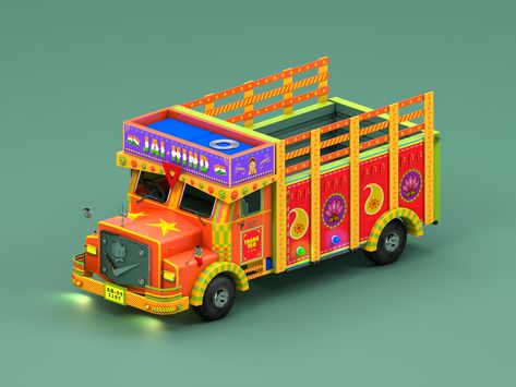 Indian Truck, Things To Create, Graphic Design Portfolio Cover, Indian Illustration, Indian Arts And Crafts, Diy Diwali Decorations, Mdf Crafts, Traditional Toys, Wedding Design Decoration