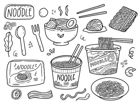 Instant noodle cup drawing sketches line... | Premium Vector #Freepik #vector #food #menu #hand #cartoon Ramen Noodle Drawing Easy, Cup Of Noodles Tattoo, Noodle Doodle Drawing, Noodle Cup Illustration, Noodles Drawing Easy, Ramen Drawing Simple, Cup Noodles Drawing, Food Drawing Sketches Easy, Ramen Noodle Drawing