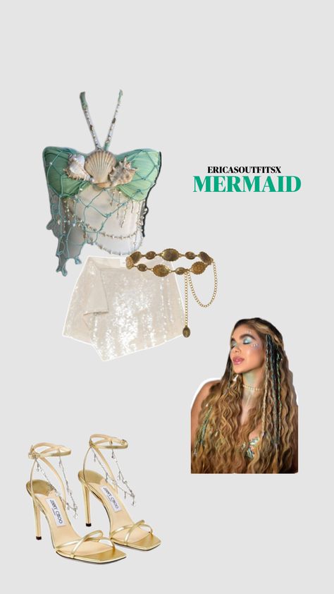 Gold Mermaid Costume, Adult Mermaid Party, Halloween Mermaid, Halloween Costumes 2022, Pretty Halloween Costumes, Gold Mermaid, Mermaid Outfit, Costumes For Halloween, Pretty Halloween