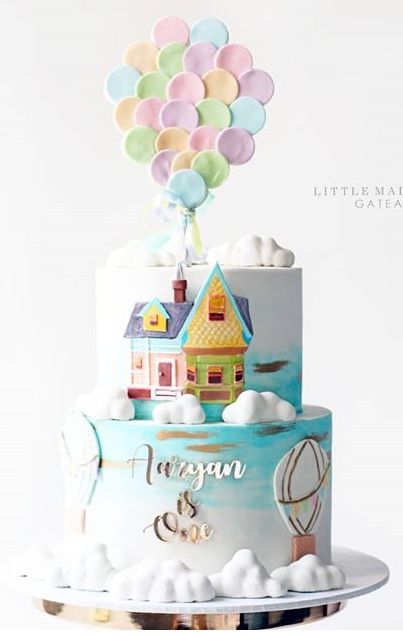 Up Cakes Disney, Up Movie Cake Ideas, Pixar Up Cake, Up First Birthday Party Disney, Pixar Up Gender Reveal Theme, Up Movie Baby Shower Theme, Pixar Up Birthday Party, Disney Up Baby Shower Theme, Up Cake Disney