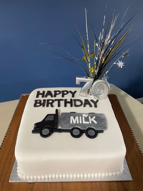 70th Birthday Cake For Men, Birthday Cake For Men, Cake For Men, Truck Birthday Cakes, Milk Truck, 70th Birthday Cake, Truck Cakes, Birthday Cakes For Men, Cakes For Men