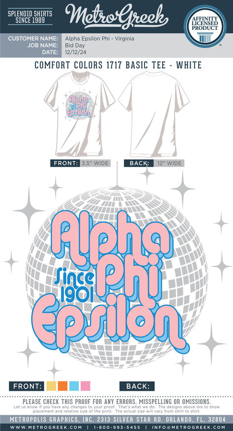 Alpha Epsilon Phi Shirts | AEPhi Shirts | Bid Day and Recruitment Shirts | Disco Shirts | Sorority Shirts | Metro Greek | Custom Greek Tees Disco Ball Sorority Shirt, Disco Sorority Shirt, Disco Bid Day Theme, Disco Bid Day, Greek Week Shirts, Disco Shirts, Dance Team Shirts, Sorority Girls, Greek Week