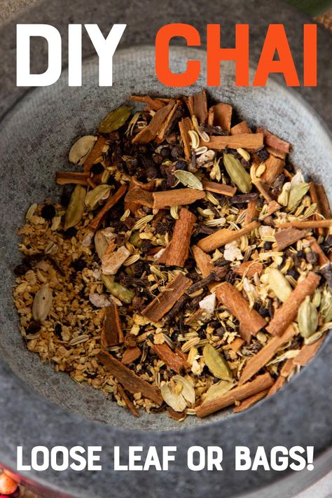 Homemade Chai Tea, Chai Spice Mix, Tea Blends Recipes, Homemade Chai, Tea Package, Chai Tea Recipe, Tea Latte Recipe, Tea Drink Recipes, Diy Tea