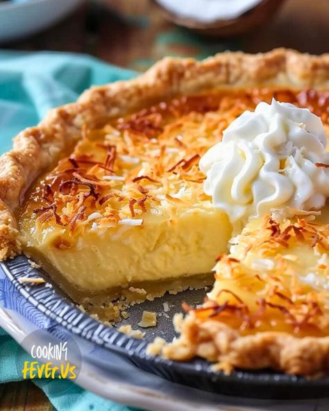 Easy Coconut Custard Pie Easy Coconut Pie Simple, Coconut Pie Recipe Easy, Easy Coconut Custard Pie Recipe, Best Coconut Custard Pie Recipe, Custard Pie Recipe Easy, French Dip Recipes, Coconut Pie Recipe, Custard Pie Recipe, Cooking Fever