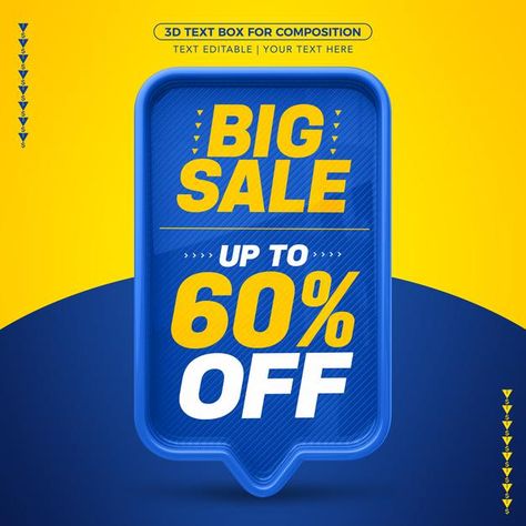 Big Sales Banner, Poster Template Design, Sale Logo, Typo Design, Text Frame, Instagram Icon, Creative Advertising Design, Digital Banner, Facebook Design