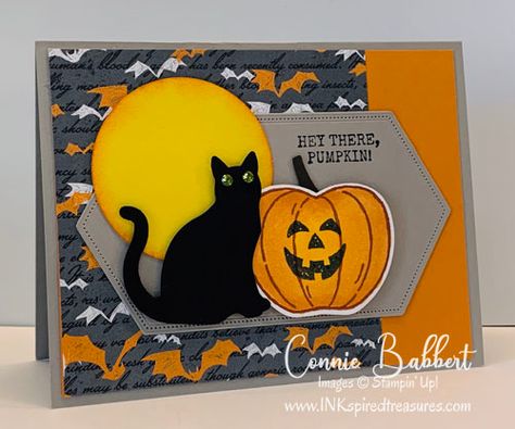 Stampin Up Cat Punch Halloween Cards, Autumn Cards, Cards Halloween, Spooky Cat, Stampin Pretty, Carte Halloween, Halloween Cards Handmade, Bday Cards, Christmas Rose