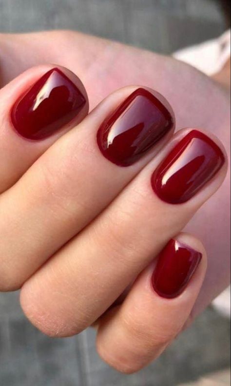 Red Shellac Nails, Shellac Nails Fall, Kutek Disney, Wine Nails, Manicure Designs, Cherry Nails, October Nails, Nagel Tips, Smink Inspiration