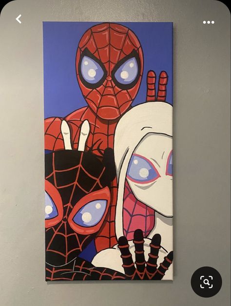 Cute Easy Spiderman Paintings, Spiderman Couple Painting, Spiderman Canvas Painting Easy, Painting Ideas On Canvas Spiderman, Spider Man Painting Easy, Avengers Art Painting, Spider Man Canvas Painting, Cute Art Ideas Drawings, Spiderman Painting Easy