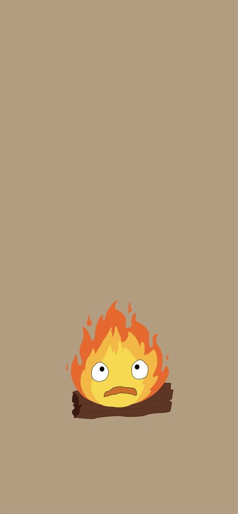 Cute Howls Moving Castle Wallpaper, Studio Ghibli Wallpaper Calcifer, Ghibli Fall Wallpaper, Calcifer Background, Studio Ghibli Minimalist Wallpaper, Studio Ghibli Wallpaper Iphone Howl's Moving Castle, Studio Ghibli Wallpaper Howls Moving Castle, Calcifer Lockscreen, Calcipher Howl's Moving Castle