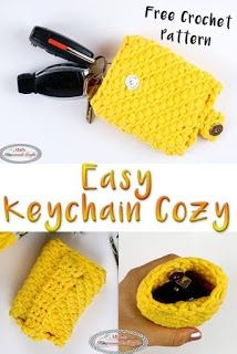 Easy Keychain, Crochet Key Cover, Crochet Keychains, Keychain Pattern, Cozy Crochet Patterns, Crochet Cozy, Crochet Keychain Pattern, Easy Crochet Patterns Free, Scrap Yarn