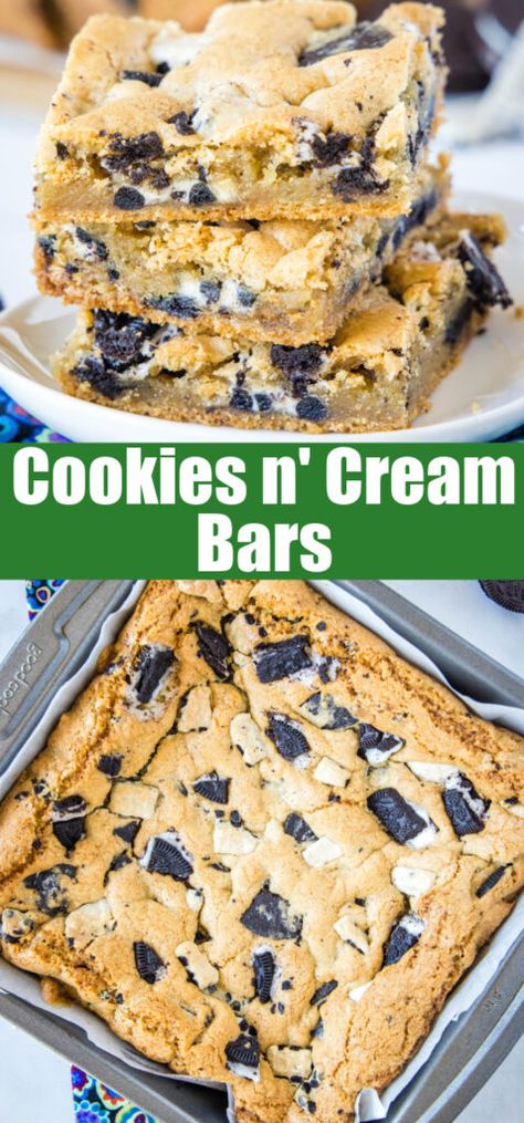 Cookies And Cream Bars, Chewy Cookie Bars, Cookies And Cream Cookies, Fruit Milkshake, Bar Desserts, Cookies N Cream, Crumbl Cookies, Milkshake Recipe, Cream Candy