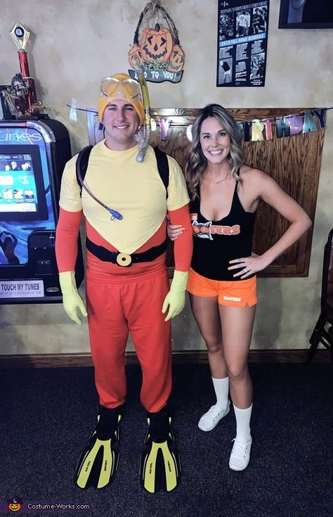 Waterboy Costume Couple, Big Daddy Halloween Costume, Grown Ups Halloween Costumes Adam Sandler, Scuba Steve Costume, Scuba Steve Costume Diy, Dads On Vacation Costume, Scuba Diver Family Costume, Steve Urkel Costume, Life Aquatic With Steve Zissou Costume