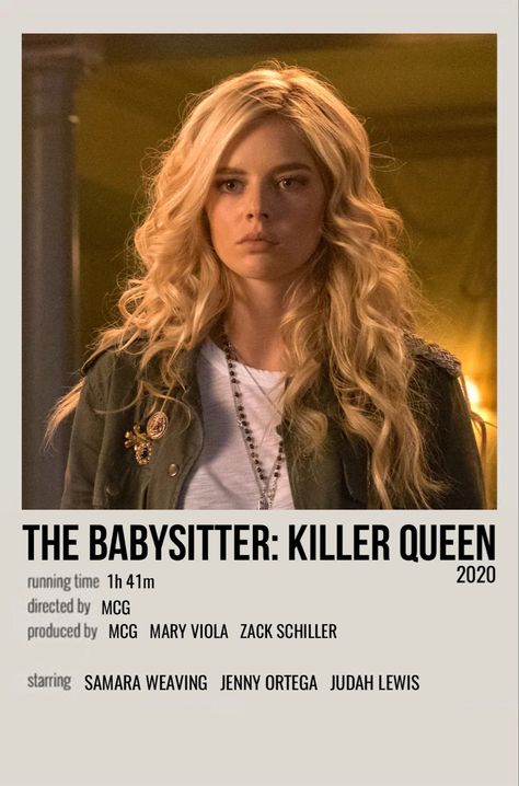 The Babysitter Movie, Babysitter Aesthetic, The Babysitter Killer Queen, Babysitter Movie, October Movies, Polaroid Movie Poster, Queen Movie, Samara Weaving, Robbie Amell