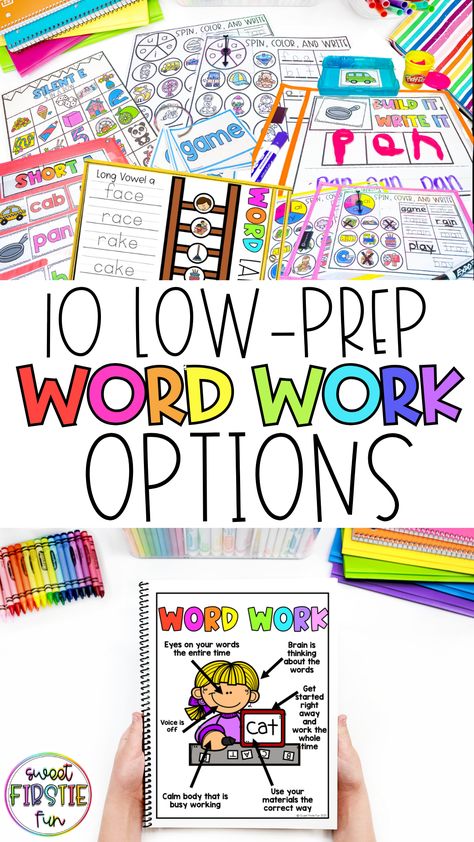 Centers First Grade, Hello Literacy, Word Work Kindergarten, First Grade Words, Word Work Stations, Read To Self, Phonics Centers, Reading Stations, Literacy Centers Kindergarten