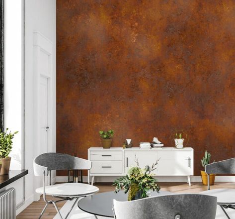 Living Room Decal, Metal Wallpaper, Copper Wallpaper, Removable Wall Art, Collage Mural, Look Wallpaper, Rustic Background, Velvet Wallpaper, Room Decals