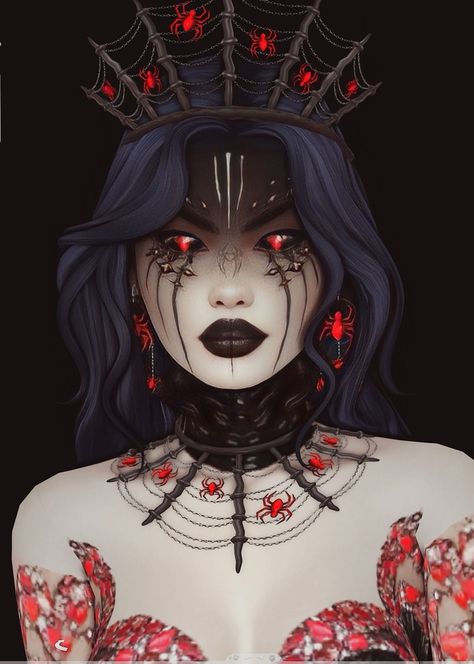 Spider queen sim overview + CC list /folder | Patreon Best Sims 4 Cc Patreon Creators, Vampire Tattoo, Vampire Fashion, Spider Queen, Vampire Clothes, Sims 4 Challenges, Cc Folder, Sims 4 Mm Cc, Sims 4 Teen