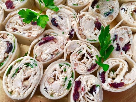 Chicken Pinwheels, Sundried Tomato Chicken, Tortilla Pinwheels, Cranberry Chicken Salad, Chicken Roll Ups, Pinwheel Appetizers, Tortilla Rolls, Cranberry Chicken, Pecan Chicken