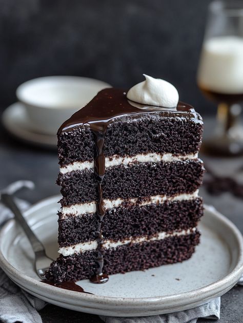 Black Velvet Cake ✴️   𝗜𝗻𝗴𝗿𝗲𝗱𝗶𝗲𝗻𝘁𝘀 ✴️ For the Black Velvet Cake: 355 g plain (all-purpose) flour (2 ¾ cups) 105 g black cocoa powder (1 cup / 3.7oz) 1 ½ teaspoons baking powder 1 teaspoon baking (bicarb) soda 500 g white granulated sugar (2 1/2 cups / 1.1 lb) 1 teaspoon salt 113 g unsalted butter, melted (1/2 cup / 4oz) ½ cup vegetable oil (125ml) 1 ½ cups buttermilk, room temperature (375ml) 3 large eggs, room temperature 2 teaspoons vanilla extract 2 teaspoons white vinegar Pretty Food Ideas, Cakes For Girls Birthday, Black Velvet Cake, Cakesicles Ideas, Metdaan Cakes, Black Velvet Cakes, Black Cocoa Powder, Grandbaby Cakes, Black Cocoa