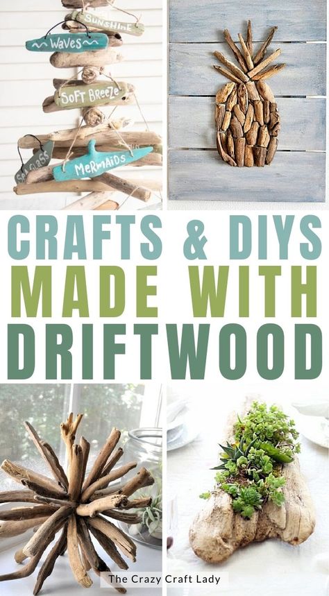 Small Drift Wood Crafts, Craft Ideas With Driftwood, Sea Wood Diy Driftwood Projects, Diy Beach Wood Projects, Beach Driftwood Crafts, How To Make Driftwood Art, Driftwood Craft Ideas, Coastal Decor Diy Beach Crafts, Driftwood And Seashell Crafts