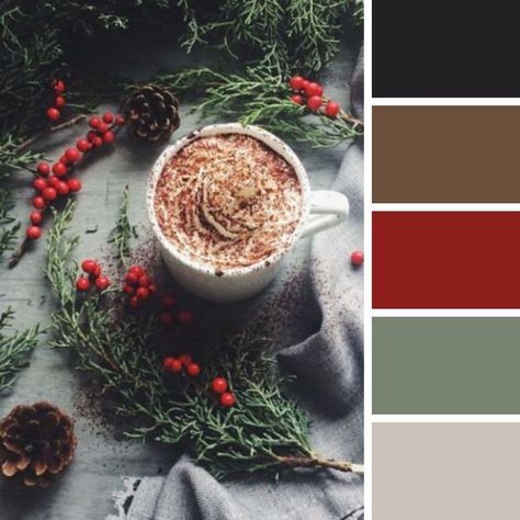 Green Complementary Color Palette, Christmas Color Palettes, Coffee Color Palette, Christmas Colour Palette, Color Palette Winter, Complementary Color Palette, Xmas Color, Christmas Palette, Christmas Colour Schemes