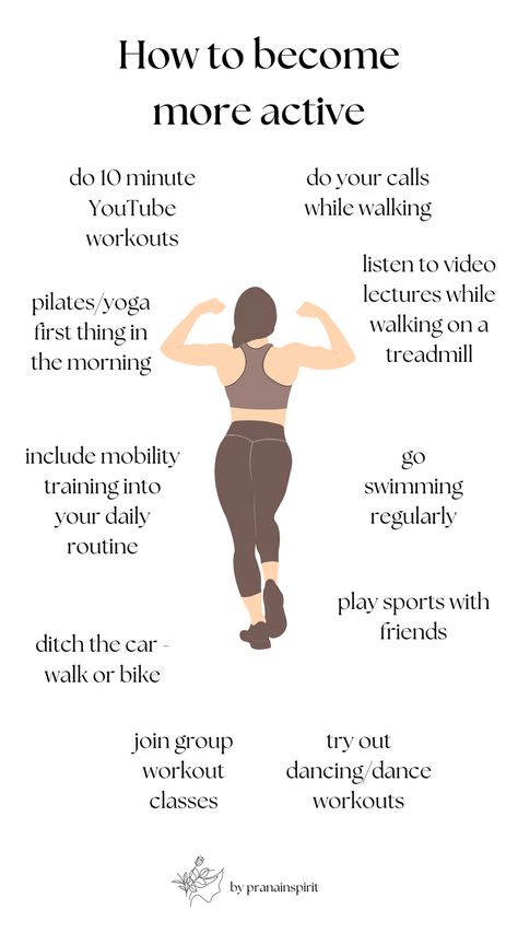 Here are some things you can do to break out of a sedentary lifestyle and become more active in your daily life!

#activelifestyle #fitness #fitaesthetic #healthylifestyle #healthyhabits #workout #training #exercise #weightloss #physicalactivity #physicalwellness How To Be Athletic, How To Stay Fit, Personal Training Aesthetic, Ways To Be Active, Exercise Aesthetic, Motivational Affirmations, Fitness Aesthetic, Exercise Ideas, Basic Workout