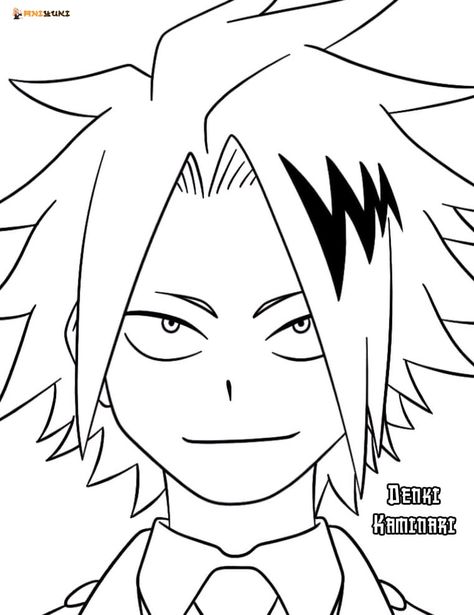 Mha Cute, My Hero Academia Coloring Pages, Kaminari Denki, Manga Coloring Book, Denki Kaminari, Anime Lineart, Super Powers Art, Cute Pikachu, Mini Drawings