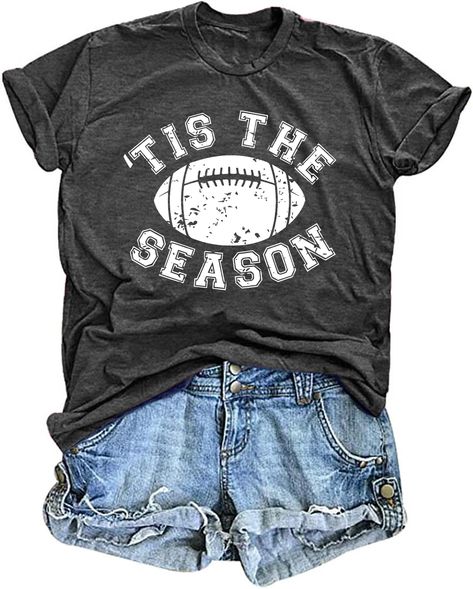 PRICES MAY VARY. Material: Cotton + Polyester Spandex. Made of high Quality Material, soft and comfortable to wear, friendly to your skin. Features: This shirt is printed with the unique graphic. Many different styles to choose from. Variety of colors. You can find your favorite color! Tis the Season Shirt Tis the Season Football Shirt Game Day Shirt Causal Football Shirt Football Fall Shirts Football Day Shirt Gift: Tis the season t-shirt is designed for sports enthusiasts with football pattern Game Day T Shirt, High School Football Shirts, Tis The Season Football, Custom Football Shirts, Womens Football Shirts, Leopard Graphic, Sunday Football, Football Graphic Tee, Football Mom Shirts