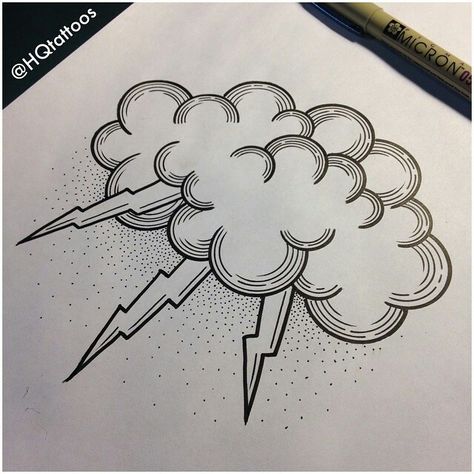 Storm cloud tattoo Storm Cloud With Lightning Tattoo, Lightning Stencil, Lightning Doodle, Pinterest Tattoos, Old School Design, Tattoos Traditional, Cloud Tattoo, Tattoo Traditional, Trendy Tattoo