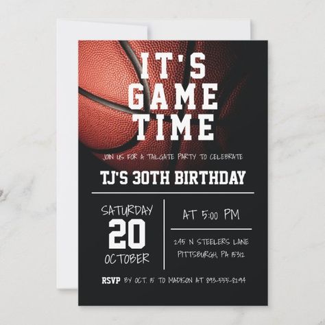 Sports Basketball Birthday Invitation Sports Day Invitation, Basketball Theme Birthday, Basketball Birthday Invitations, Basketball Invitations, Basketball Birthday Party, Sports Birthday Invitations, Basketball Theme Party, Tailgate Games, Basketball Birthday Parties