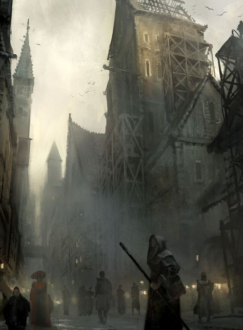 Rpg Wallpaper, Grey City, Fantasy City, Fantasy Setting, Fantasy Places, City Scene, Art Et Illustration, Wow Art, Foto Art