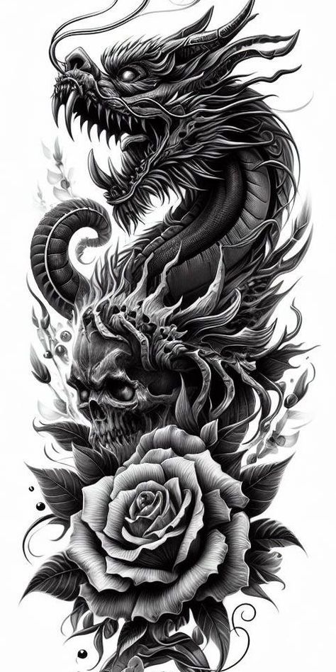 Tiger Tattoo Sleeve, Rose Drawing Tattoo, Dragon Tattoo Art, Dragon Sleeve Tattoos, Clock Tattoo Design, Full Sleeve Tattoo Design, Dragon Tattoo For Women, Shiva Tattoo Design, Cool Arm Tattoos