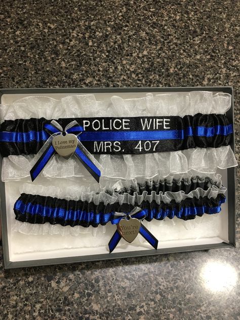 Cop Wedding Police Wife, Police Theme Bachelorette Party, Police Bachelorette Party, Cop Wedding Ideas, Police Wedding Photos, Police Themed Wedding, Police Wedding Ideas, Police Engagement Photos, Cop Wedding