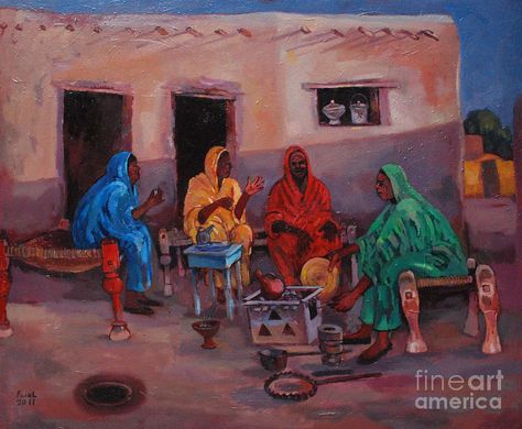 Sudan 3 Sudan Art Painting, Sudanese Clothing, Sudanese Women, Childhood Memories Art, Arabian Art, Village Photography, Arabian Beauty, Clay Craft, Village Life