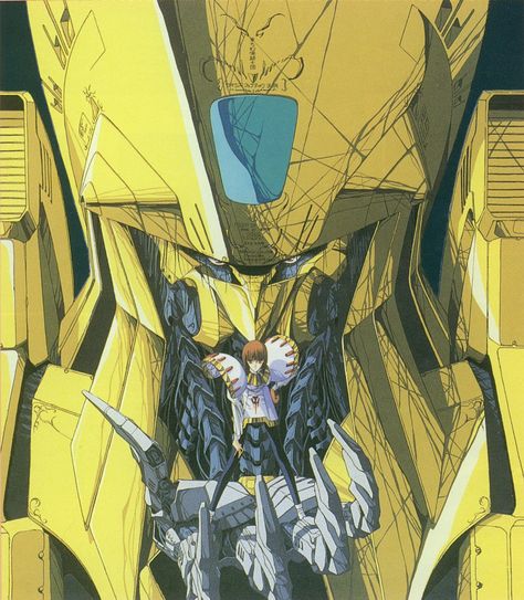 Knight of Gold (The Five Star Stories) The Five Star Stories, Mamoru Nagano, Five Star Stories, Robot Illustration, Gundam Art, Mecha Anime, Sketch Inspiration, Old Anime, Nagano