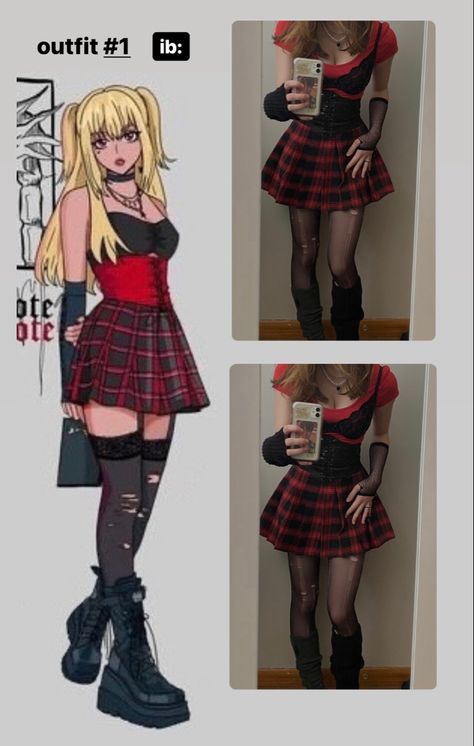 Misa Deathnote Outfits, Misa Misa Inspired Outfit, Misa Amane Outfit Ideas, Misa Amane Style Outfits, Misa Amane Halloween Costume, Misa Misa Cosplay, Miss Amane Outfits, Misa Amane Clothes, Misa Halloween Costume