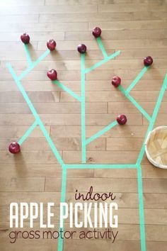 Apple Picking Activity, Gross Motor Activity, Apple Preschool, Apple Activities, Gross Motor Activities, Apple Theme, Fall Preschool, Motor Skills Activities, Indoor Activities For Kids